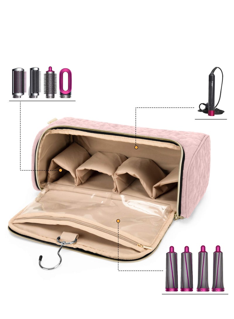 Portable Travel Case for Airwrap Complete Styler and Attachments, Pink Storage Bag with Hanging Hook for Hair Curler Accessories. Perfect for On-the-Go Styling! - Image 4