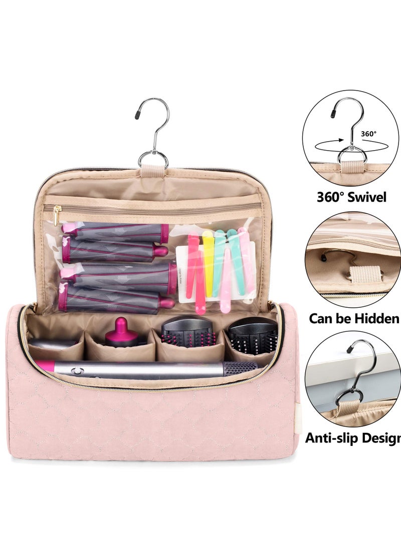 Portable Travel Case for Airwrap Complete Styler and Attachments, Pink Storage Bag with Hanging Hook for Hair Curler Accessories. Perfect for On-the-Go Styling! - Image 3