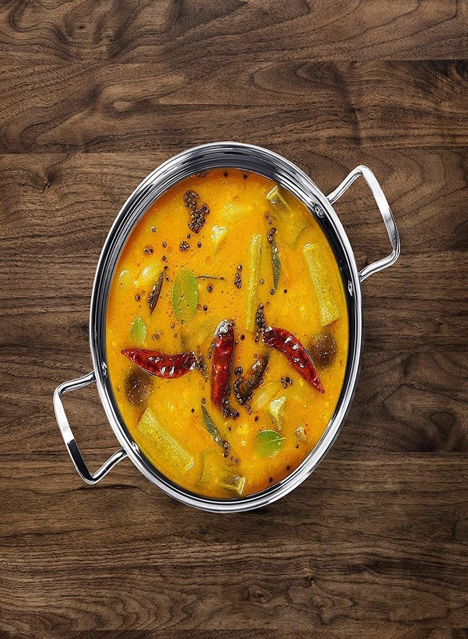 FLIXBLOOM Perfect Heavy Duty Stainless Steel Induction Bottom Cookware Kitchen Kadhai Extra Deep Cookware Kadai for Perfect Cooking (Silver Kadai) (3.5 Litre Kadai) - Image 5
