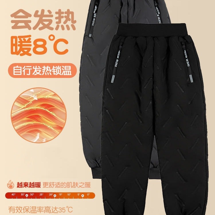 Boys' Quilted Pants, Cold-Proof And Warm, Medium And Large Kidsren'S Velvet Thickeneded Pants, Boys' Leggings, New Winter Style - Image 4