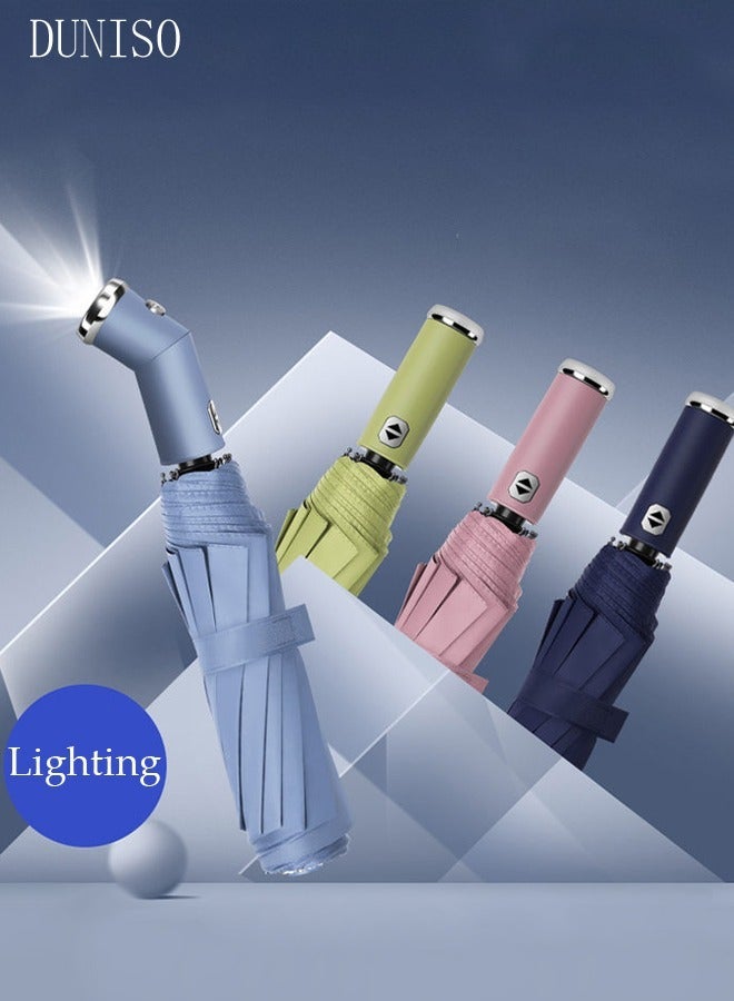 DUNISO Portable Windproof Folding Travel Umbrella With LED Flashlight Anti-UV Sun And Rain Umbrellas For Women And Men - Image 3