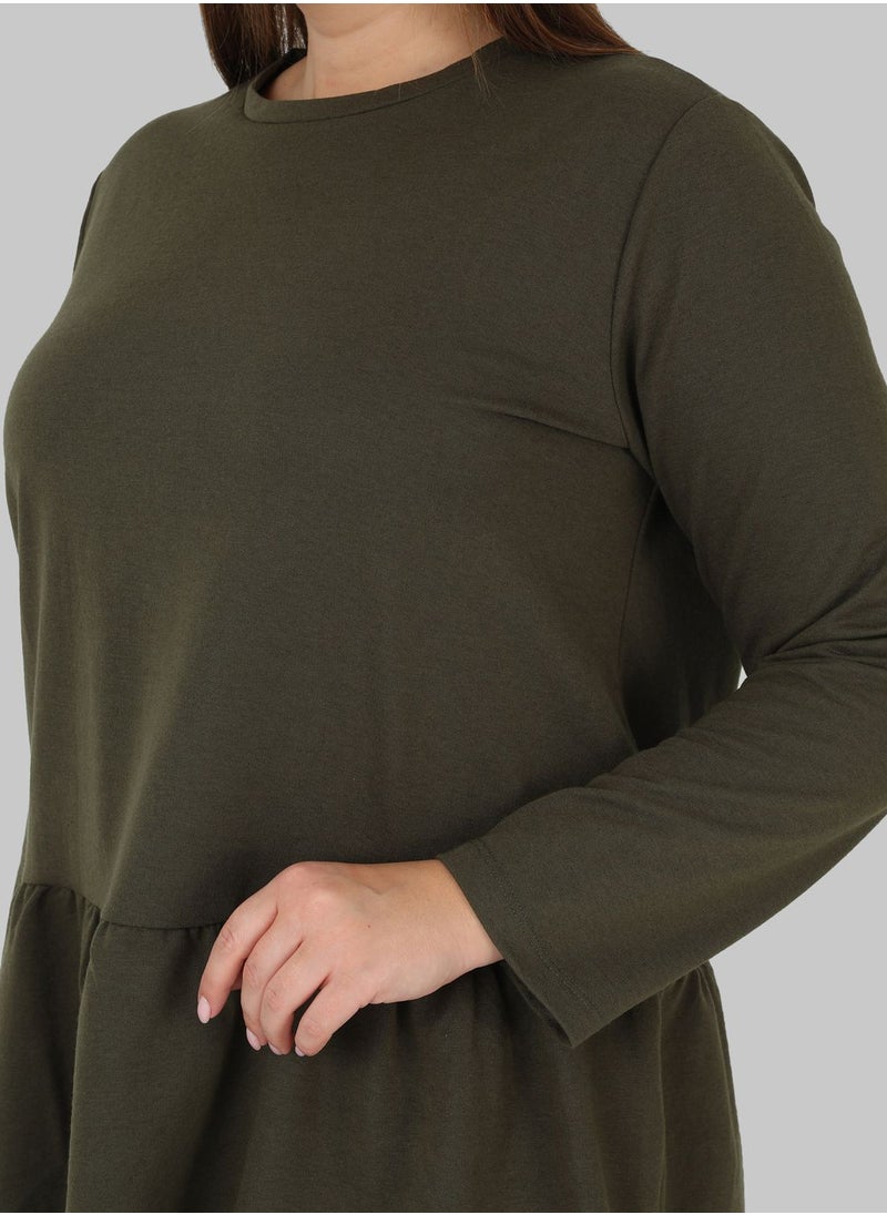 Alia by modanisa - Round Neck Tiered Hem Sweatshirt - Image 1
