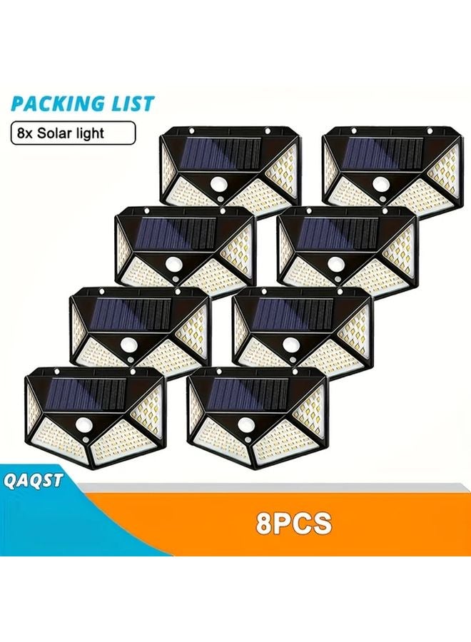 8PCS Solar Smart Lights Motion Sensor Outdoor Wall Floodlights 3 Modes - Image 1