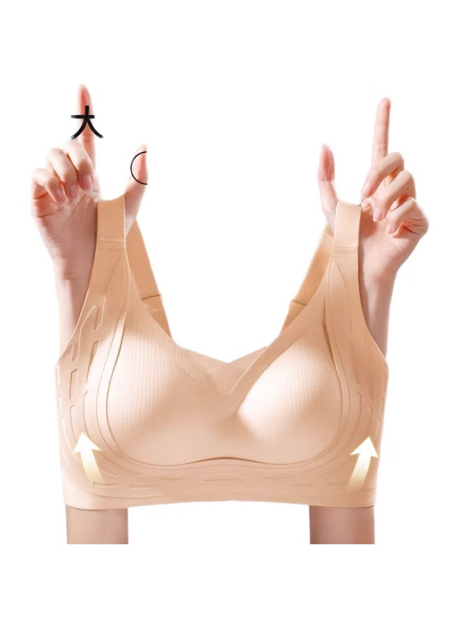 GUJIN Fixed Cup Bra, Minimizes Large New Product, Mesh Seamless, Wireless, Soft Support, Xl - Image 1
