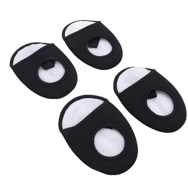 Cycling Shoe Toe Covers Thick Warm Windproof Half Foot Protector Black White 2 Pairs - Image 3