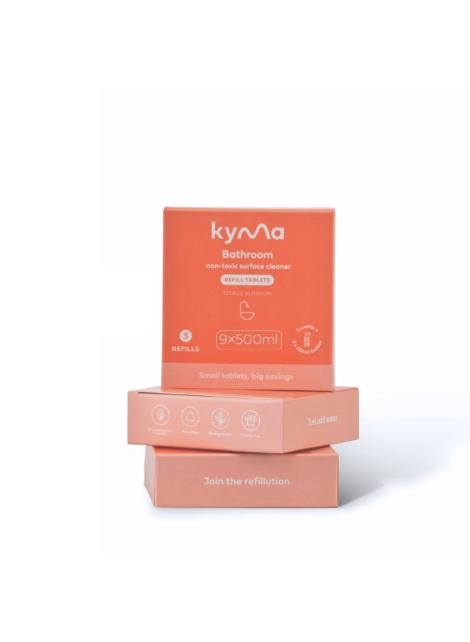kyma Bathroom Cleaner Refill Bundle, 3 Refill Boxes of Bathroom Cleaner, 4.5L (Makes 9x 500ml bottle of Bathroom Cleaner), Non-Toxic, Eco Friendly, Removes Dirt, Streak-Free, Cleans Powerfully - Image 1