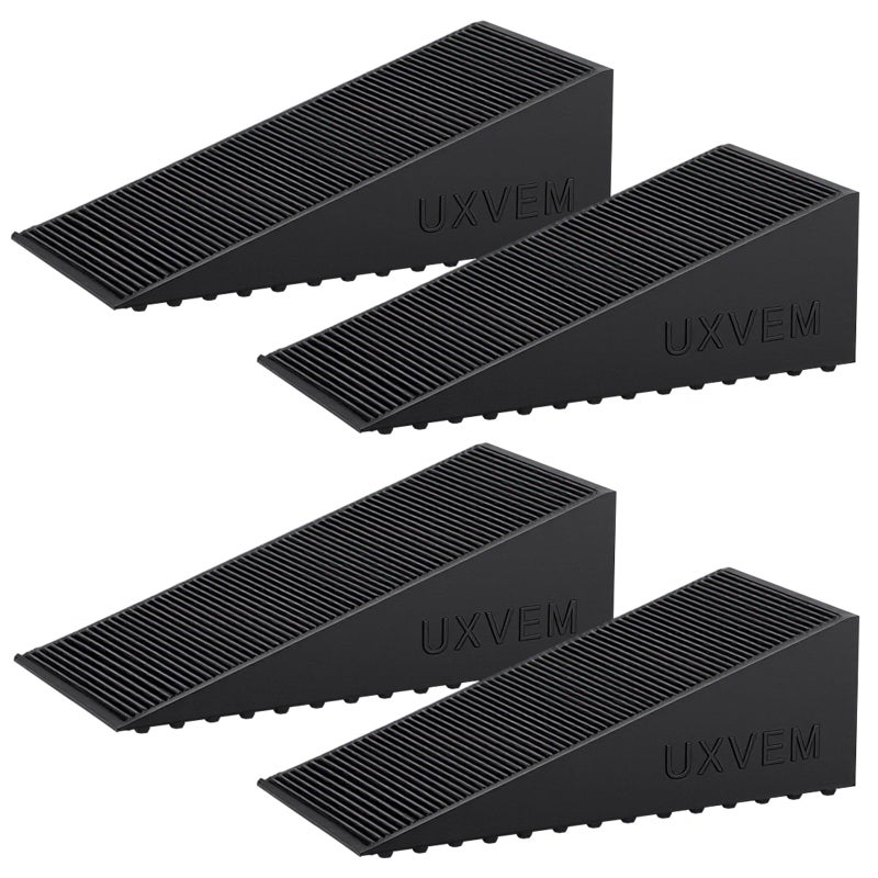 UXVEM 4-Pack Premium Rubber Wedge Door Stops, Solid Heavy-Duty Floor Door Stopper Door Wedges with Patented Anti-Slip Base, No Installation for Home/Office, Non-Scratching, Fits Gaps Under 1.18â€ - Image 1