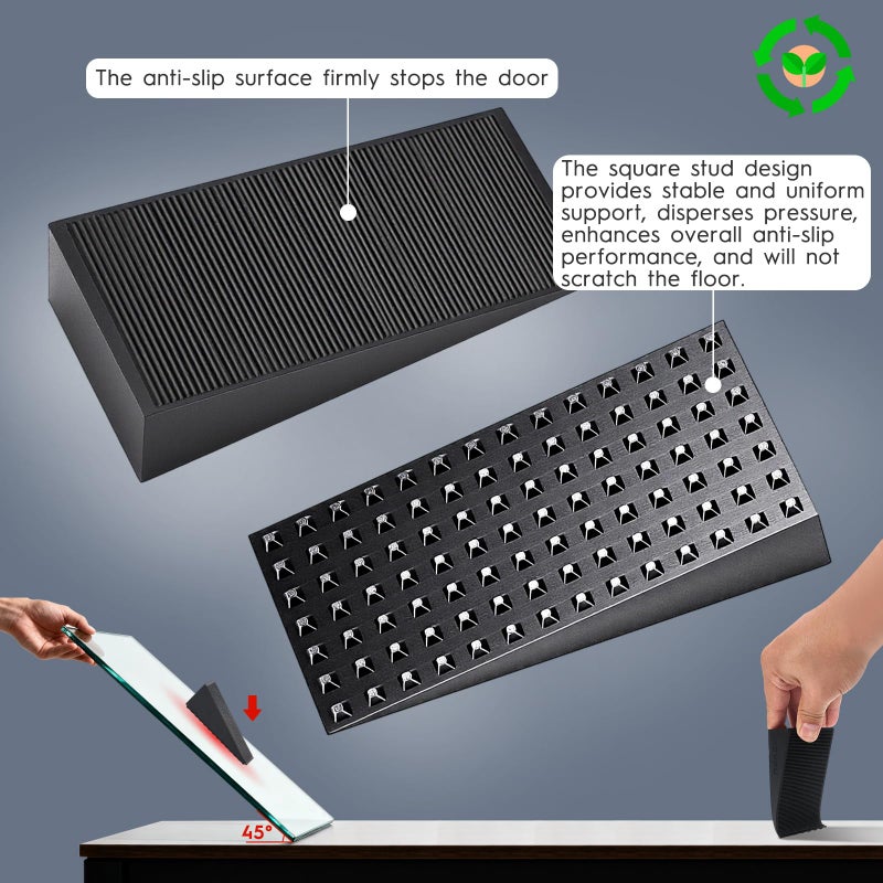 UXVEM 4-Pack Premium Rubber Wedge Door Stops, Solid Heavy-Duty Floor Door Stopper Door Wedges with Patented Anti-Slip Base, No Installation for Home/Office, Non-Scratching, Fits Gaps Under 1.18â€ - Image 3