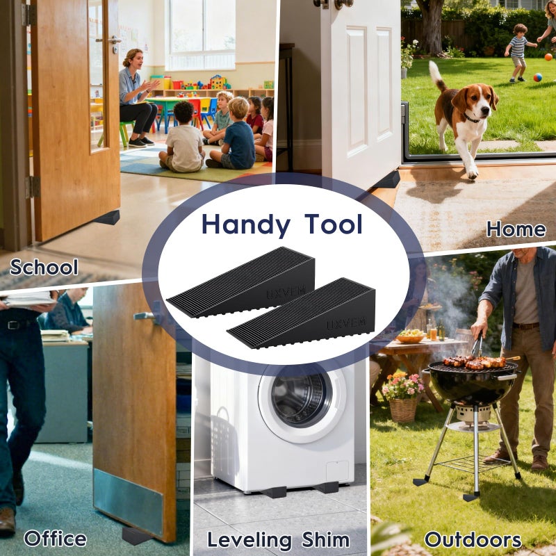 UXVEM 4-Pack Premium Rubber Wedge Door Stops, Solid Heavy-Duty Floor Door Stopper Door Wedges with Patented Anti-Slip Base, No Installation for Home/Office, Non-Scratching, Fits Gaps Under 1.18â€ - Image 5