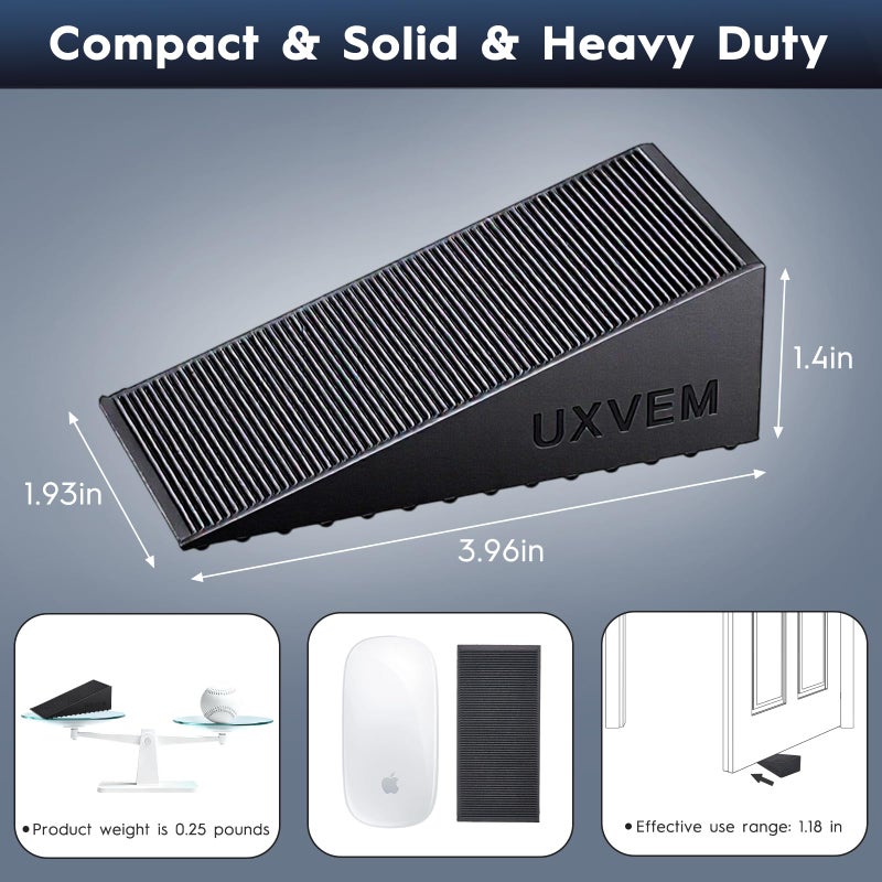 UXVEM 4-Pack Premium Rubber Wedge Door Stops, Solid Heavy-Duty Floor Door Stopper Door Wedges with Patented Anti-Slip Base, No Installation for Home/Office, Non-Scratching, Fits Gaps Under 1.18â€ - Image 2