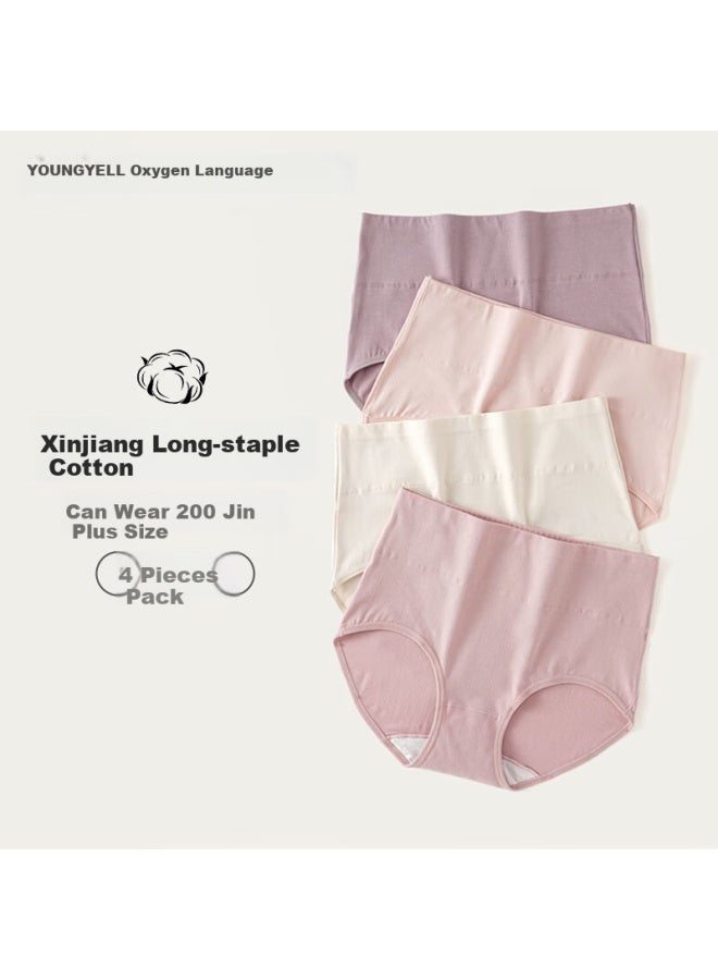 Youngyell Women's Plus Size 200 Pounds Cotton Antibacterial High Waist Slimming Summer Thin Shorts 4-pack - Image 1