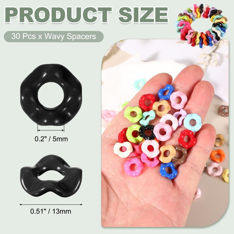 Black Wavy Spacers For Beaded Pens Jewelry Making DIY Crafts 30 Pcs - Image 3