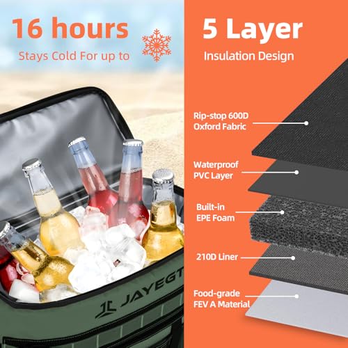 JAYEGT Kayak Cooler Behind Seat - Waterproof Cooler Bag Compatible with Lawn-Chair Seat Kayak，Kayak Accessories Camping Cooler, Portable Ice Chest for Fishing, Beach,Picnic, Trips (Green, Double Layer Bag) - Image 4