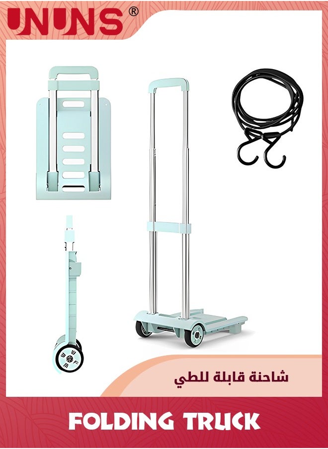 UNUNS - Folding Hand Truck Trolley,Heavy Duty Luggage Utility Cart With Rotate 2 Wheels,Telescoping Handle Fold Up Utility With Cord For Moving Shopping Travel - Image 1