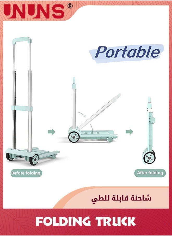 UNUNS - Folding Hand Truck Trolley,Heavy Duty Luggage Utility Cart With Rotate 2 Wheels,Telescoping Handle Fold Up Utility With Cord For Moving Shopping Travel - Image 1