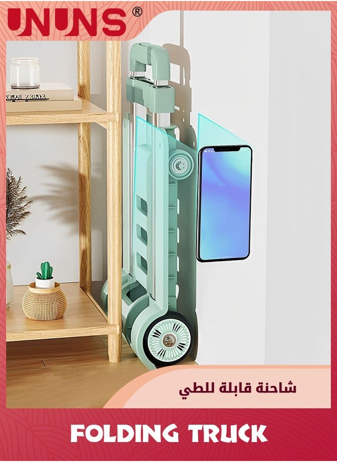 UNUNS - Folding Hand Truck Trolley,Heavy Duty Luggage Utility Cart With Rotate 2 Wheels,Telescoping Handle Fold Up Utility With Cord For Moving Shopping Travel - Image 1