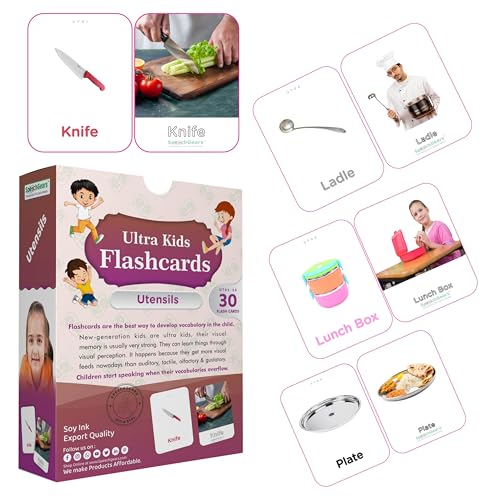SpeechGears Early Learners Utensils Ultrakids Flash Cards Educational Toys Pack of 30 Cards - Image 2