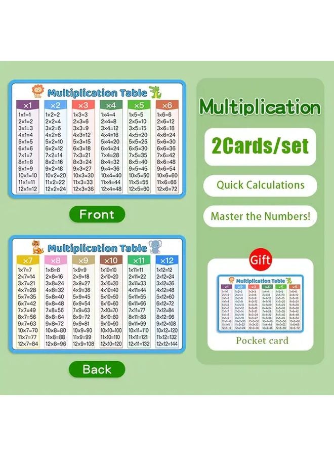 بطاقات تعليمية للضرب والقسمة مغلفة وجداول الحقائق الرياضية بأحجام كبيرة وصغيرة - Image 1