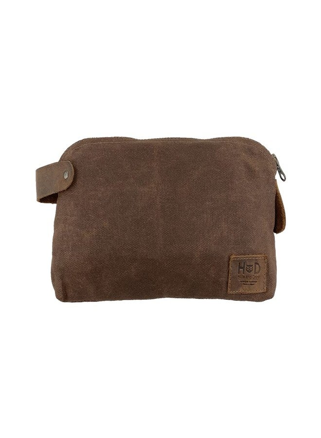 Hide & Drink, Large All Purpose Dopp Kit Utility Bag, Waxed Canvas, Handmade, Honey Bourbon - Image 1