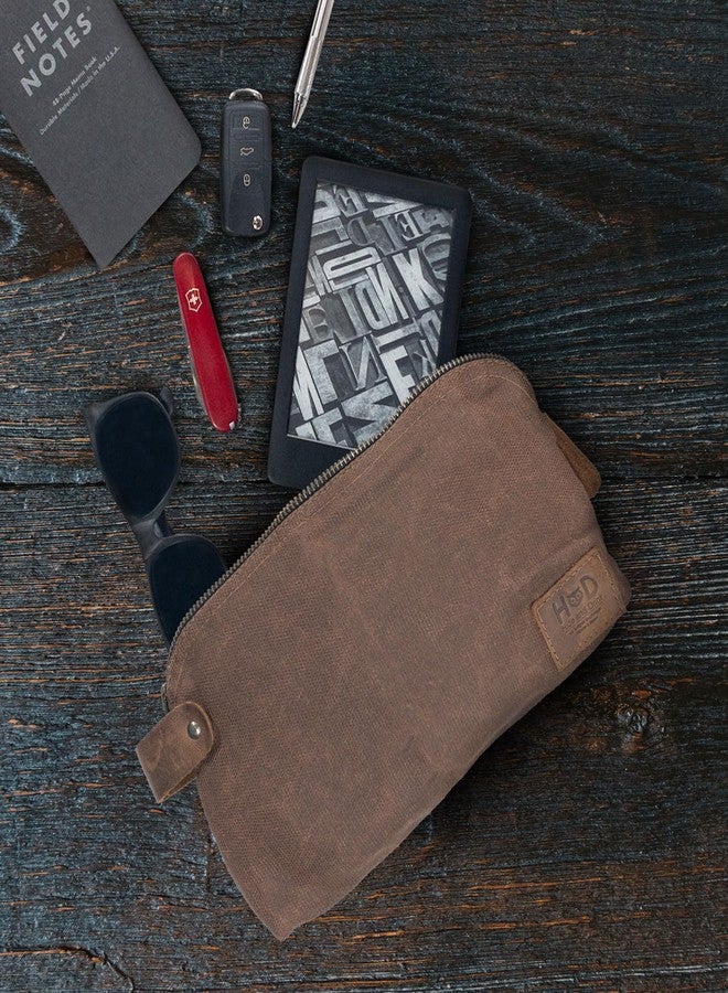 Hide & Drink, Large All Purpose Dopp Kit Utility Bag, Waxed Canvas, Handmade, Honey Bourbon - Image 2