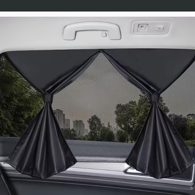 ANYUAN Car Window Sun Shade Magnetic, 2 Pack Double-Layer Sunshade for Car Side Windows, UV Protection Privacy Shade with Strong Magnets, Easy Install for Family Travel - Image 2