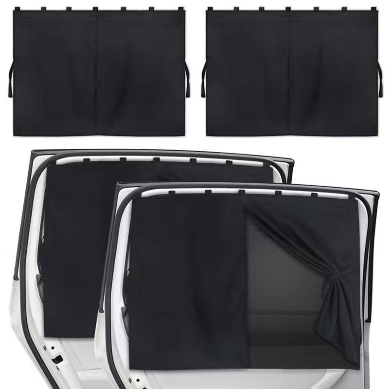 ANYUAN Car Window Sun Shade Magnetic, 2 Pack Double-Layer Sunshade for Car Side Windows, UV Protection Privacy Shade with Strong Magnets, Easy Install for Family Travel - Image 1