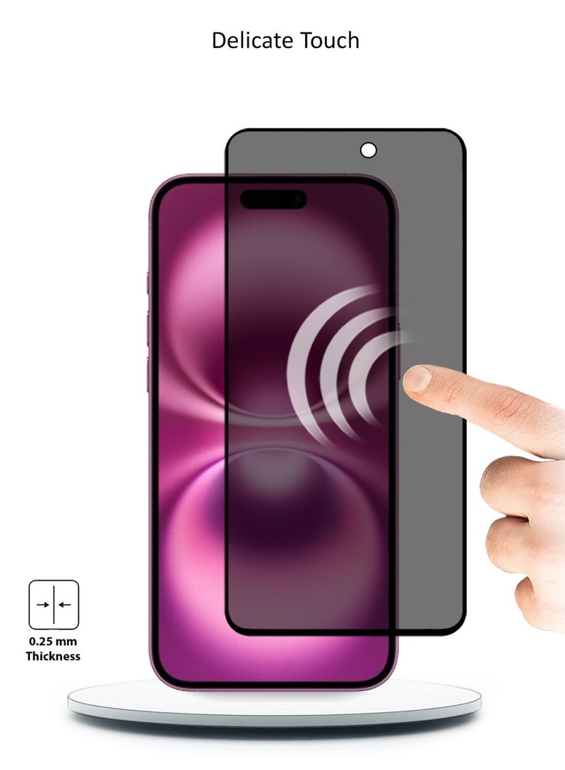 PROMASS حماية شاشة زجاجية مقسّاة 5D للخصوصية لجهاز آبل آيفون 16 بلس - Image 2