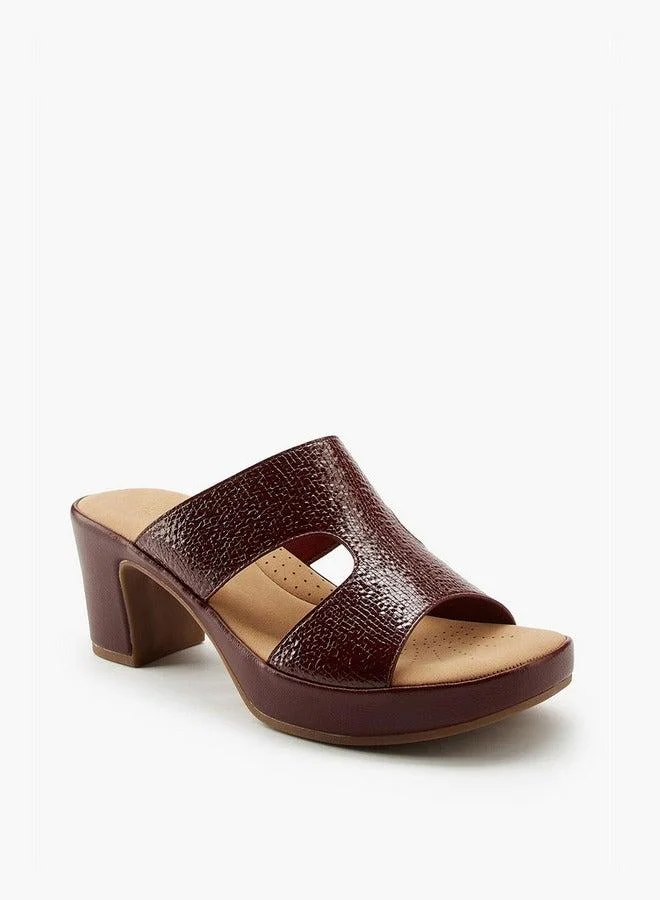 Flora Bella By Shoexpress Textured Slip-On Sandals with Block Heels