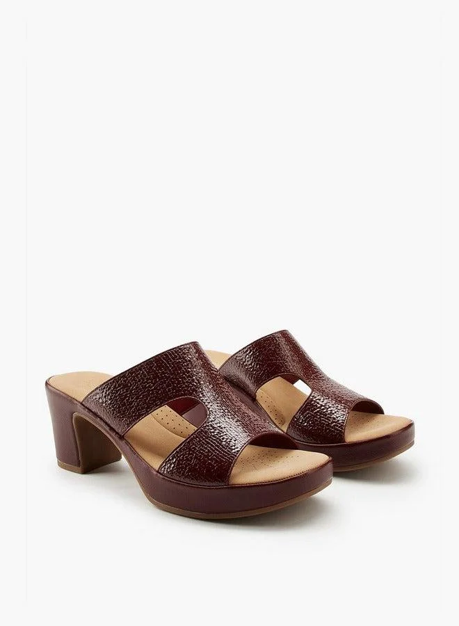 Flora Bella By Shoexpress Textured Slip-On Sandals with Block Heels