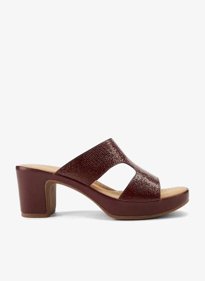 Textured Slip-On Sandals with Block Heels
