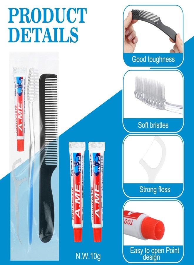 Newtay 50 Sets Disposable Toothbrushes with Toothpaste Floss and Comb for Travel Individually Wrapped, Homeless Care Package Bulk Hygiene Kits for Homeless/Hotel/shelter/Nursing Home/Charity - Image 3