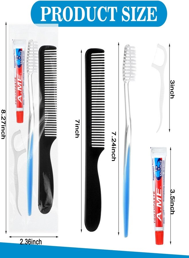 Newtay 50 Sets Disposable Toothbrushes with Toothpaste Floss and Comb for Travel Individually Wrapped, Homeless Care Package Bulk Hygiene Kits for Homeless/Hotel/shelter/Nursing Home/Charity - Image 2