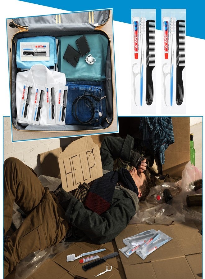 Newtay 50 Sets Disposable Toothbrushes with Toothpaste Floss and Comb for Travel Individually Wrapped, Homeless Care Package Bulk Hygiene Kits for Homeless/Hotel/shelter/Nursing Home/Charity - Image 5
