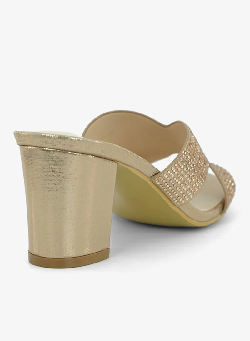 Zayna Rose Gold 221-293 Zayna Ladies Classic High block heel Slides 2G5957-2450 Rose Gold for Women | Best Price UAE