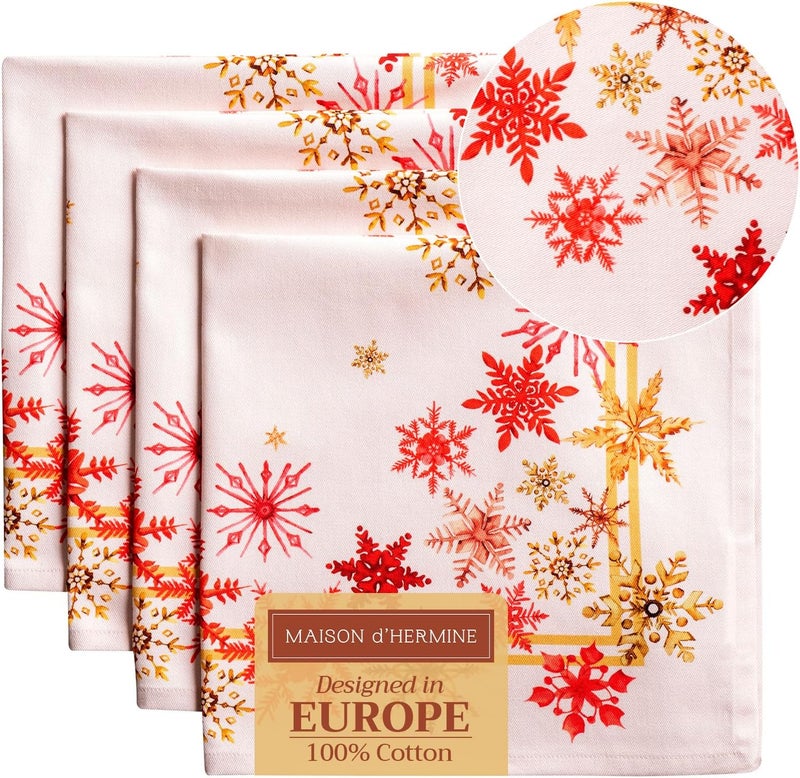 Maison d' Hermine Maison d Hermine Cloth Napkins Set of 4 100 Cotton Everyday Reusable Square Napkins Cloth Washable Dinner Party Wedding Restaurant Crystal Star 20 x 20 - Image 1