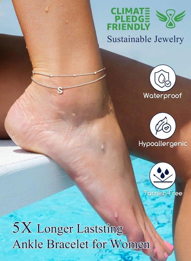 Suplight Anklets Bracelets for Women Sterling Silver Stackable Dainty Initial Ankle Bracelets for Women Non Tarnish Beach Waterproof Foot Chain Letter N (With Gift Box) - Image 4