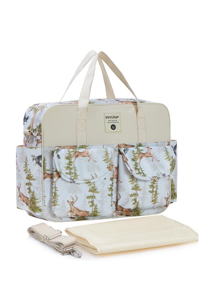 insular Multifunctional Elk Print Travel Nappy Bag With High-Quality Material