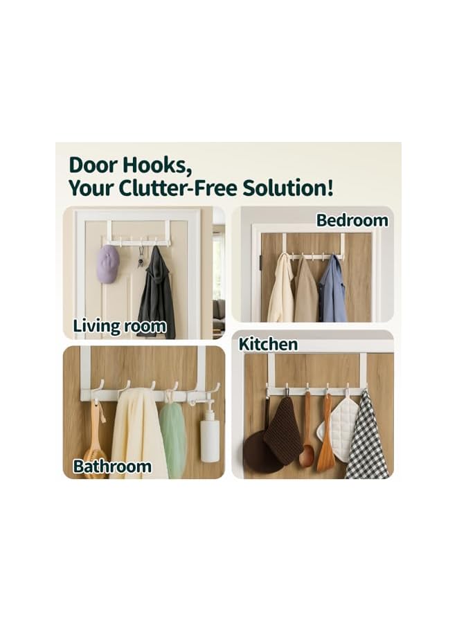 S-TOP Over the Door Hooks, 12-Hook Door Hanger Organizer, Adjustable Hook Spacing Heavy Duty Over Door Hook Metal Rack for Clothes - Image 5