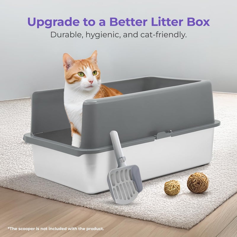 iPrimio XL Cat Litter Box Enclosure - 23"x15"x6" Stainless Steel Litter Enclosure for Big Cats - Cat Litter Box Lid Only Design for Use with XL Pans - Patent Pending Cover Only - Image 2