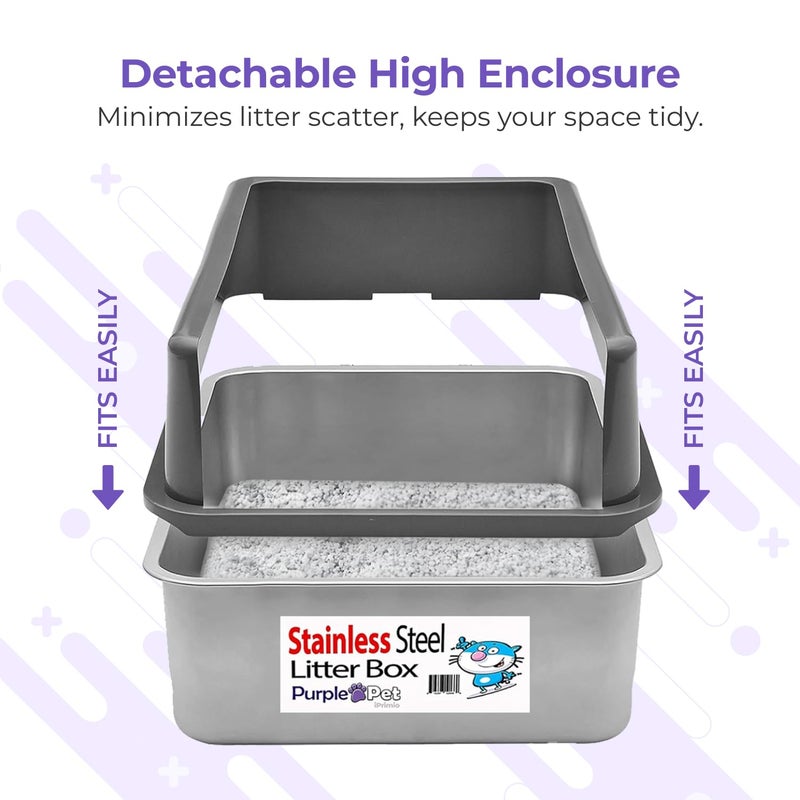 iPrimio XL Cat Litter Box Enclosure - 23"x15"x6" Stainless Steel Litter Enclosure for Big Cats - Cat Litter Box Lid Only Design for Use with XL Pans - Patent Pending Cover Only - Image 5