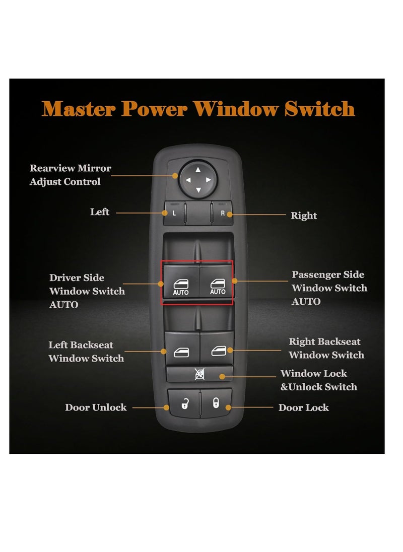 Generic - Black Color Power Master Window Control Switch 68086693AC 68086693AD For Dodge Durango 3.6L 5.7L 2011 2012 2013 - Image 1