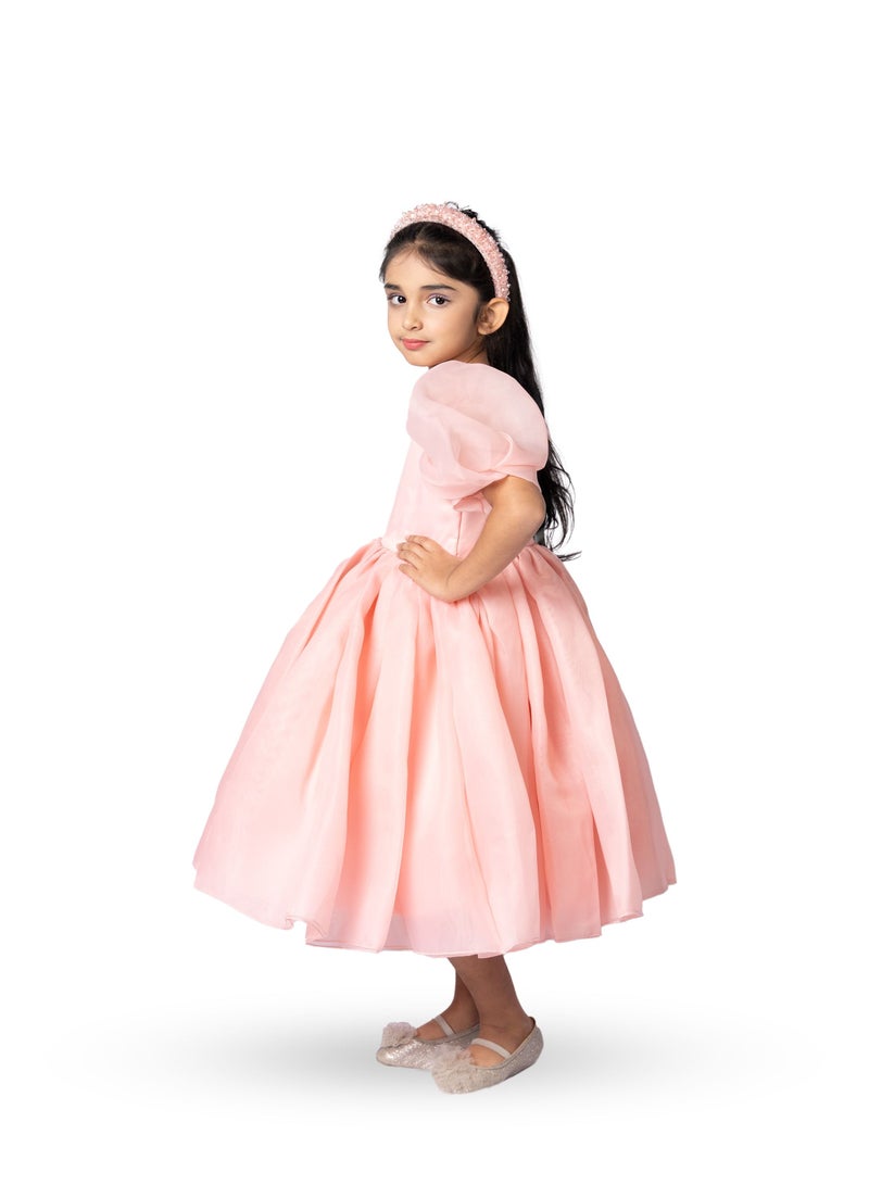 D'Daniela Puff Sleeves Midi Length Dress - Pink - Image 3