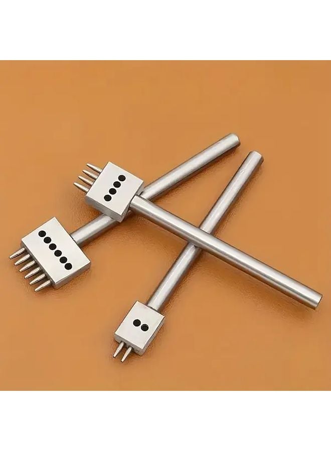 3pcs Hand Leather Manual Iron Hole Punch Round And Diamond Cutting For Imitation Leather Goods - Image 1