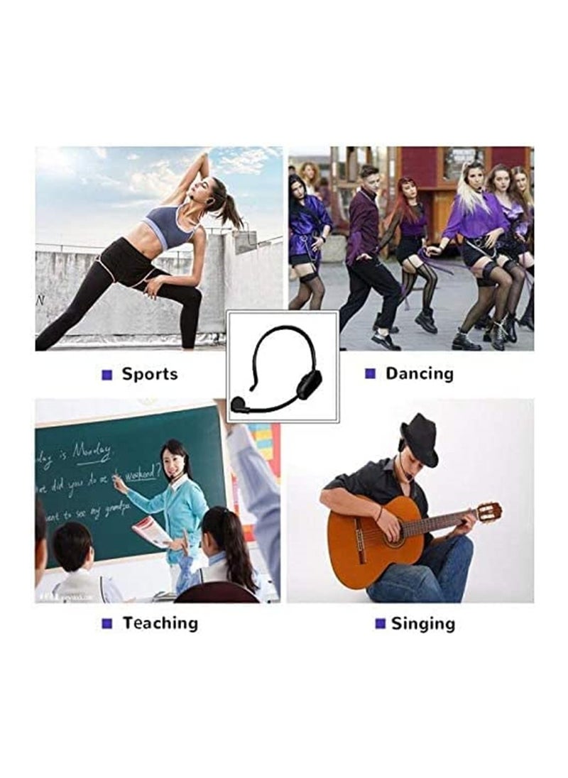 Mike Music - Wireless Headset Microphone – 2.4G Rechargeable, Noise Reduction, with Receiver & 3.5mm/6.35mm Adapter, for Teaching, Fitness, Tour Guide – Black - Image 1