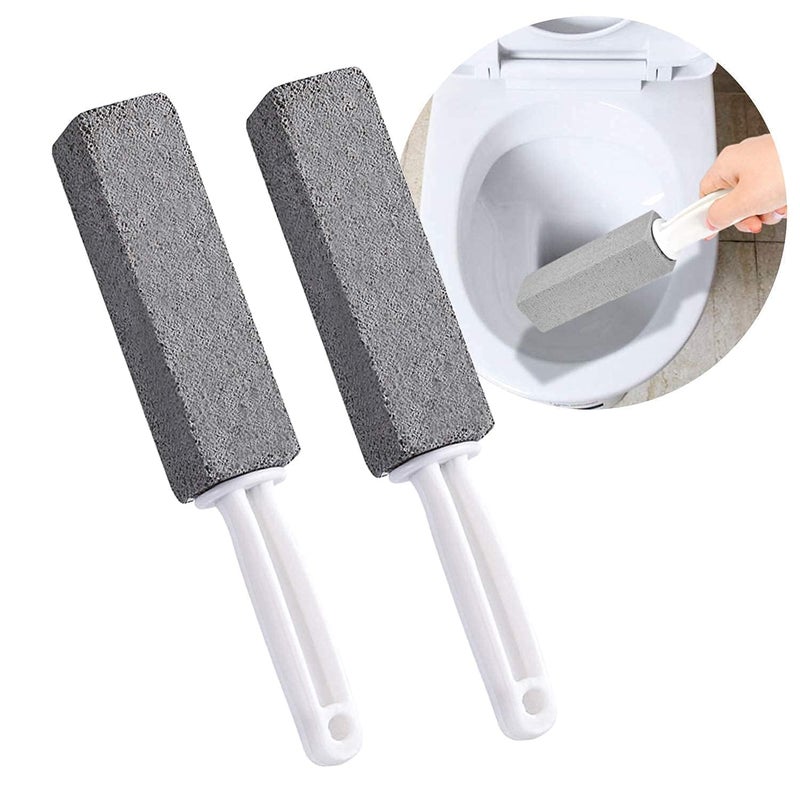 SIMESTICH Toilet Cleaner Brush with Handle | Pumice Stone for Toilet, Bathtub & Sink Cleaning | Scrubbing Tool for Grill & Tile Surfaces (Pack of 3) - Image 2