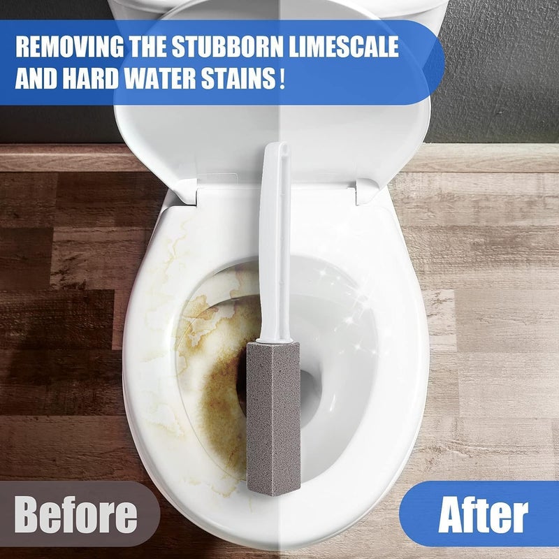 SIMESTICH Toilet Cleaner Brush with Handle | Pumice Stone for Toilet, Bathtub & Sink Cleaning | Scrubbing Tool for Grill & Tile Surfaces (Pack of 3) - Image 5