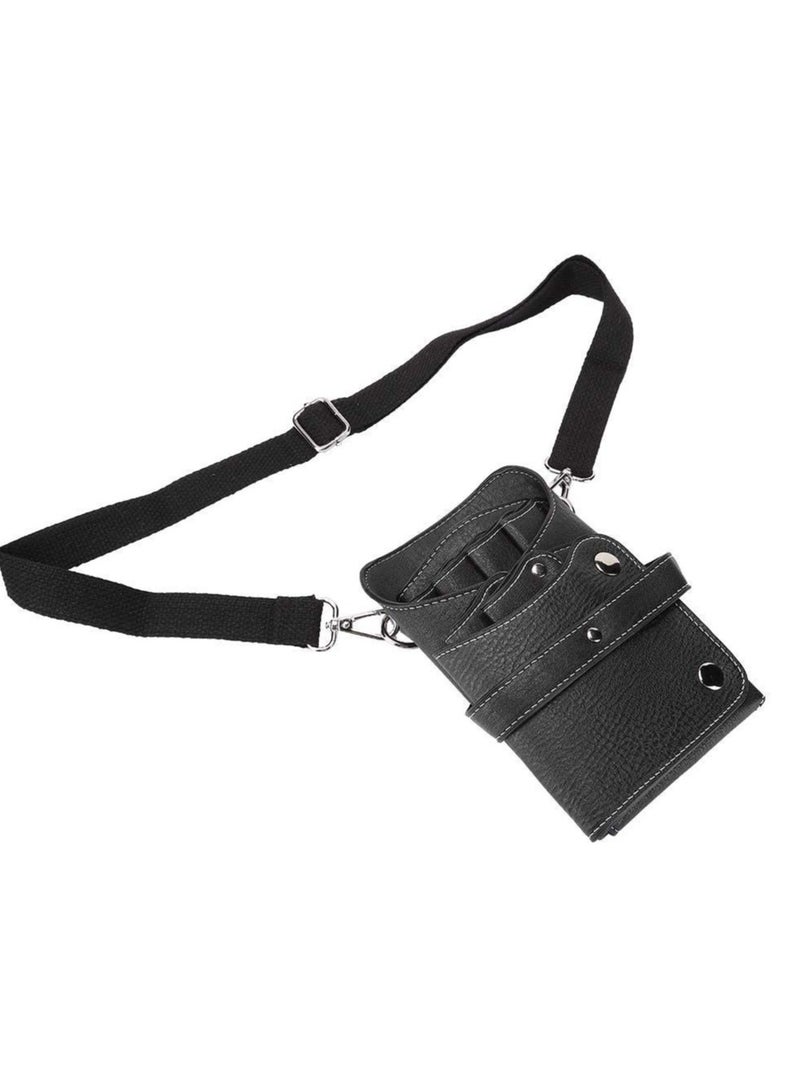 Scissors Shear Hairdressing Waist Holder Case Bag, Barber Scissor Pouch Holster with Belt for Hairdressers, Durable for Pumps Useful Pu Leather,Black - Image 3