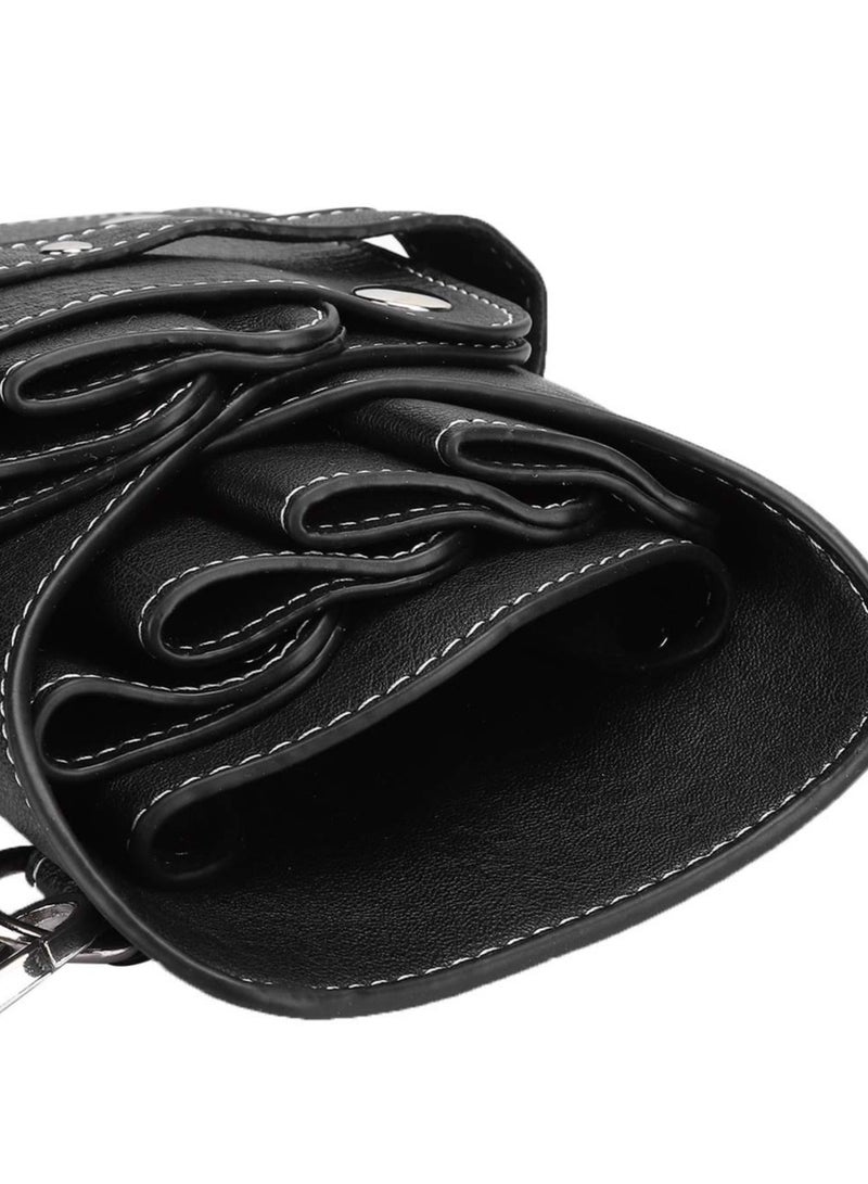 Scissors Shear Hairdressing Waist Holder Case Bag, Barber Scissor Pouch Holster with Belt for Hairdressers, Durable for Pumps Useful Pu Leather,Black - Image 2