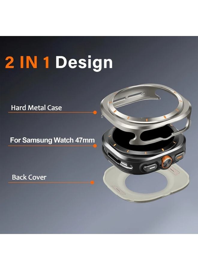 Black Hard PC Frame Protective Cover for Samsung Galaxy Watch 7 8 Ultra 47mm Shockproof Case - Image 3