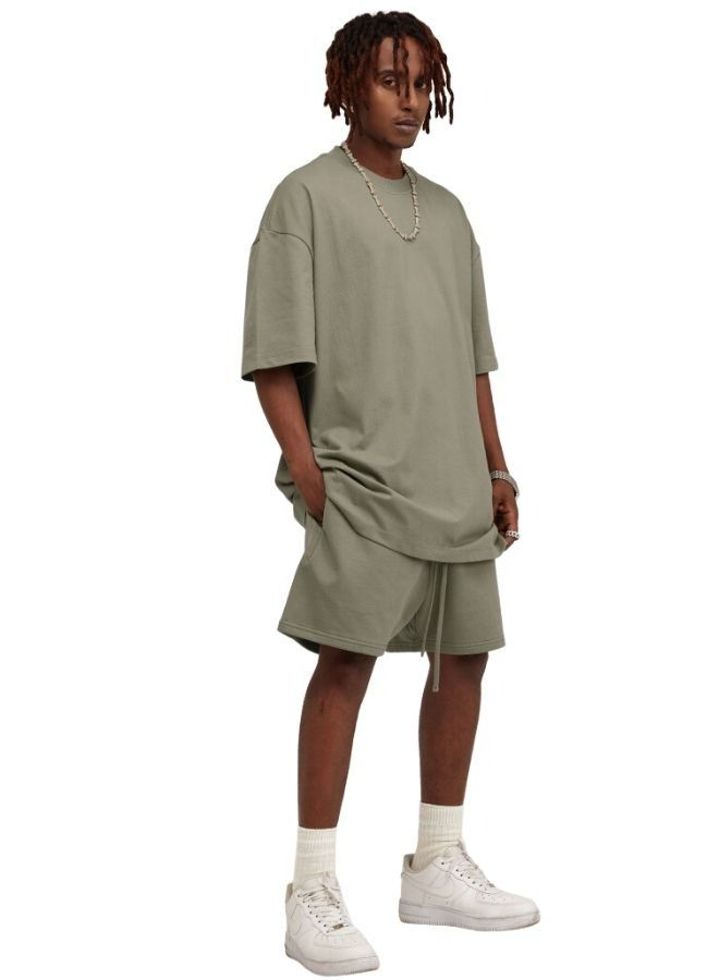 Mei Stylish Men's Casual Breathable Loose Shoulder Oversize Short Sleeve Crew Neck T-shirt - Image 5